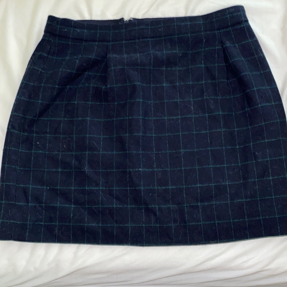Jcrew factory navy and green wool mini skirt size 6